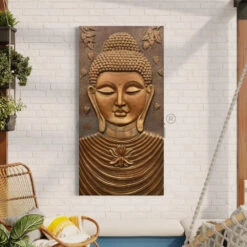 Large Size Calm And Peaceful Buddha 3D Relief Mural(Large Size 6x3 Feet Buddha Face 3d Relief Mural) -Artociti Sale Store large size calm and peaceful buddha 3d relief mural bronze 6x3 feet 512