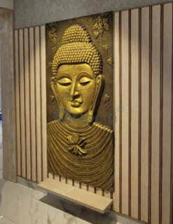 Large Size Calm And Peaceful Buddha 3D Relief Mural(Large Size 6x3 Feet Buddha Face 3d Relief Mural) -Artociti Sale Store large size calm and peaceful buddha 3d relief mural golden 6x3 feet 252