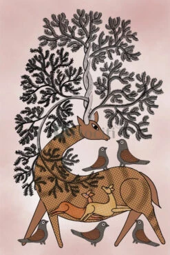 Large Size Gond Art Canvas Painting(Gond Painting Gp Gon 02) -Artociti Sale Store large size gond art canvas painting 24x16 inch 805