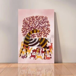 Large Size Gond Art Canvas Painting High Quality Giclee Print(Gond Art Canvas Painting Gond01)