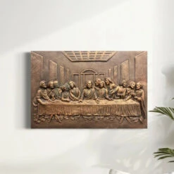 Last Supper 3D Relief Mural Wall Art Jesus Christ Painting(Last Supper Relief Mural Golden) -Artociti Sale Store last supper 3d relief mural wall art jesus christ painting 3x2 feet bronze unframe 962