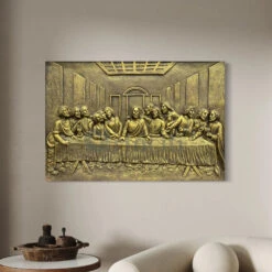 Last Supper 3D Relief Mural Wall Art Jesus Christ Painting(Last Supper Relief Mural Golden) -Artociti Sale Store last supper 3d relief mural wall art jesus christ painting 3x2 feet golden unframe 464
