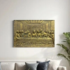 Last Supper 3D Relief Mural Wall Art Jesus Christ Painting(Last Supper Relief Mural Golden) -Artociti Sale Store last supper 3d relief mural wall art jesus christ painting 447
