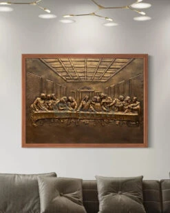 Last Supper 3D Relief Mural Wall Art Jesus Christ Painting(Last Supper Relief Mural Golden) -Artociti Sale Store last supper 3d relief mural wall art jesus christ painting 4x3 feet bronze frame 610