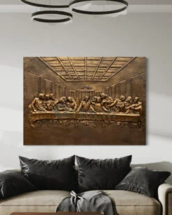 Last Supper 3D Relief Mural Wall Art Jesus Christ Painting(Last Supper Relief Mural Golden) -Artociti Sale Store last supper 3d relief mural wall art jesus christ painting 4x3 feet bronze unframe 240
