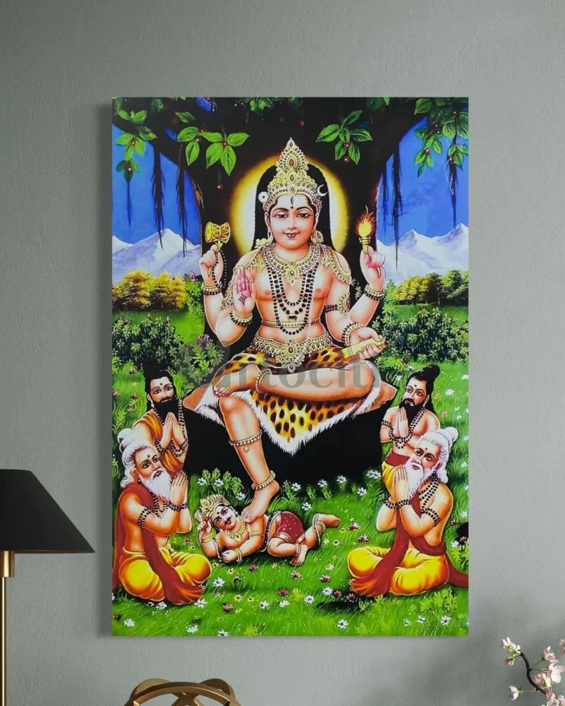 Lord Dakshinamurthy Under The Banyan Tree Canvas Painting(Lord Dakshinamurthy Under The Banyan Tree Print) 7 Lord Dakshinamurthy Under The Banyan Tree Canvas Painting(Lord Dakshinamurthy Under The Banyan Tree Print) - Image 5