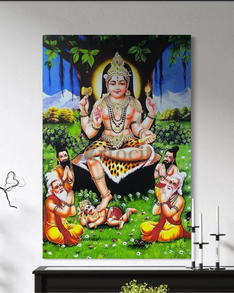 Lord Dakshinamurthy Under The Banyan Tree Canvas Painting(Lord Dakshinamurthy Under The Banyan Tree Print) 4 Lord Dakshinamurthy Under The Banyan Tree Canvas Painting(Lord Dakshinamurthy Under The Banyan Tree Print) - Image 2