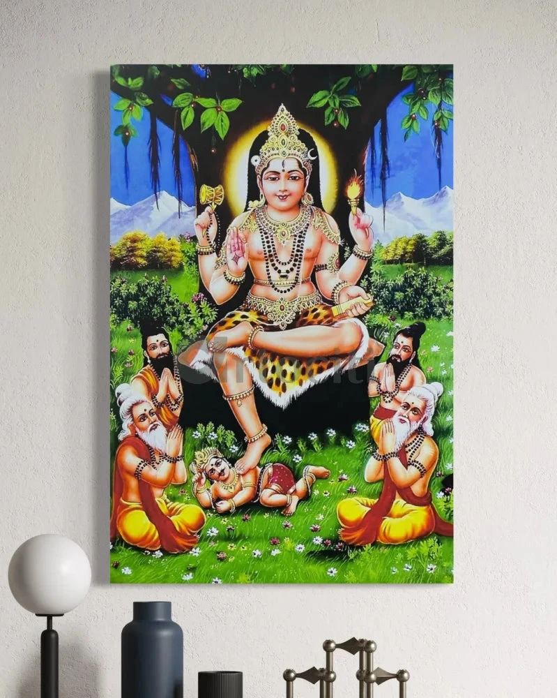 Lord Dakshinamurthy Under The Banyan Tree Canvas Painting(Lord Dakshinamurthy Under The Banyan Tree Print) 6 Lord Dakshinamurthy Under The Banyan Tree Canvas Painting(Lord Dakshinamurthy Under The Banyan Tree Print) - Image 4