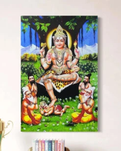 Lord Dakshinamurthy Under The Banyan Tree Canvas Painting(Lord Dakshinamurthy Under The Banyan Tree Print)