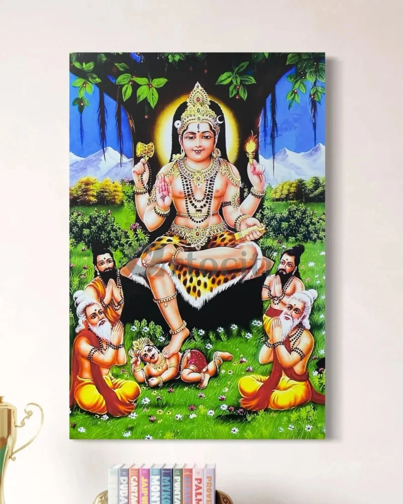 Lord Dakshinamurthy Under The Banyan Tree Canvas Painting(Lord Dakshinamurthy Under The Banyan Tree Print) 3 Lord Dakshinamurthy Under The Banyan Tree Canvas Painting(Lord Dakshinamurthy Under The Banyan Tree Print)