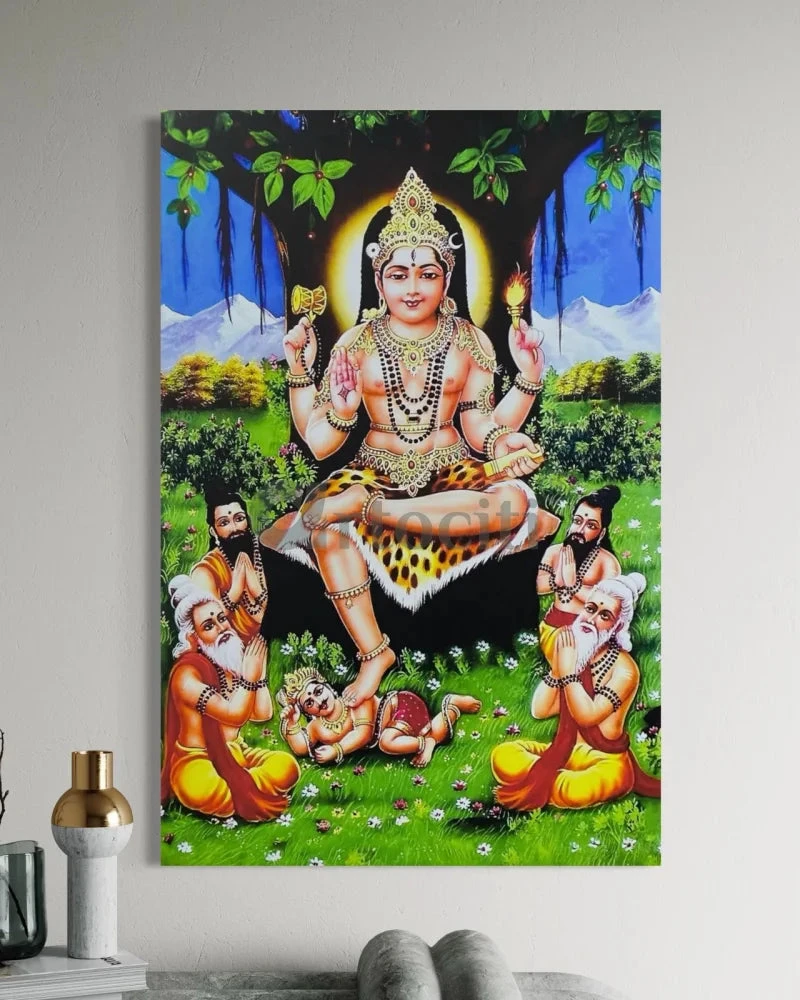 Lord Dakshinamurthy Under The Banyan Tree Canvas Painting(Lord Dakshinamurthy Under The Banyan Tree Print) 5 Lord Dakshinamurthy Under The Banyan Tree Canvas Painting(Lord Dakshinamurthy Under The Banyan Tree Print) - Image 3