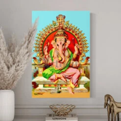 Lord Ganesha By Raja Ravi Varma Canvas Giclee Print(Lord Ganesha By Raja Ravi Varma Canvas Giclee Print Vignesh Vinayaka Ganapati)