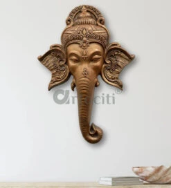 Lord Ganesha Face 3D Wall Art(Lord Ganesha Wall Hanging Relief Mural)