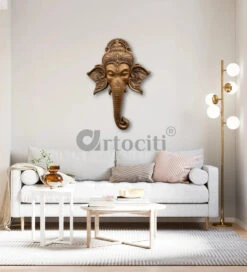 Lord Ganesha Face 3D Wall Art(Lord Ganesha Wall Hanging Relief Mural) -Artociti Sale Store lord ganesha face 3d wall art decor 202