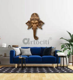 Lord Ganesha Face 3D Wall Art(Lord Ganesha Wall Hanging Relief Mural) -Artociti Sale Store lord ganesha face 3d wall art decor 313