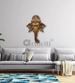 Lord Ganesha Face 3D Wall Art(Lord Ganesha Wall Hanging Relief Mural) -Artociti Sale Store lord ganesha face 3d wall art decor 542