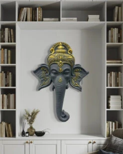 Lord Ganesha Face 3D Wall Art(Lord Ganesha Wall Hanging Relief Mural) -Artociti Sale Store lord ganesha face 3d wall art decor 762