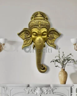 Lord Ganesha Face 3D Wall Art(Lord Ganesha Wall Hanging Relief Mural) -Artociti Sale Store lord ganesha face 3d wall art decor 826