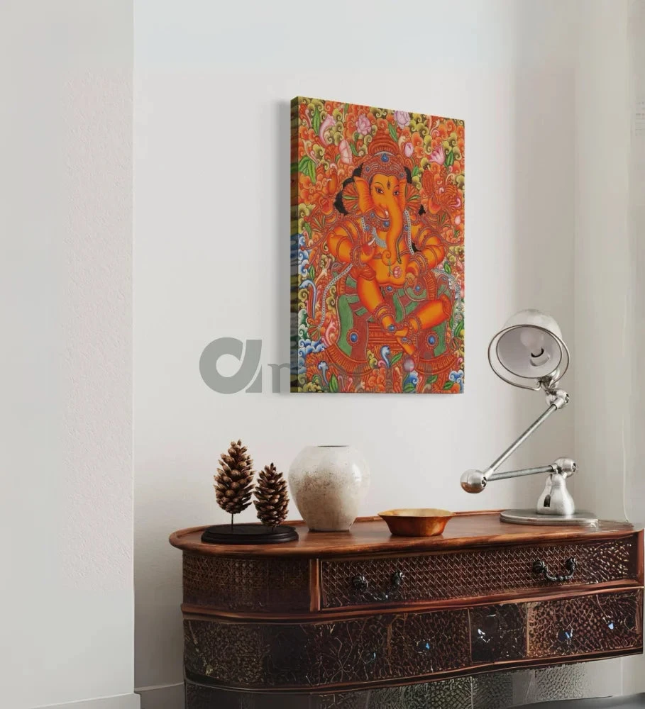 Lord Ganesha Kerala Mural Canvas Print(Divine Splendor Majestic Lord Ganesha Kerala Mural Art Canvas Print) 4 Lord Ganesha Kerala Mural Canvas Print(Divine Splendor Majestic Lord Ganesha Kerala Mural Art Canvas Print) - Image 2