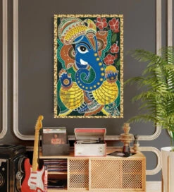 Lord Ganesha Madhubani Art Painting Canvas Print(Divine Harmony Lord Ganesha Madhubani Art Painting Canvas Print High Quality Giclee Print Gallery Wrapped) -Artociti Sale Store lord ganesha madhubani art painting canvas print 30x20 inches wall decor 919