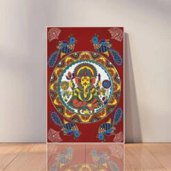 Lord Ganesha Madhubani Canvas Painting Giclee Print(Madhubani Art Painting Gp Mad 07)