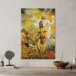 Lord Krishna’s Geeta Updesh To Arjun Indian Ethnic Art Canvas Giclee Print(Lord Krishnas Geeta Updesh To Arjun Indian Ethnic Art Canvas Giclee Print)