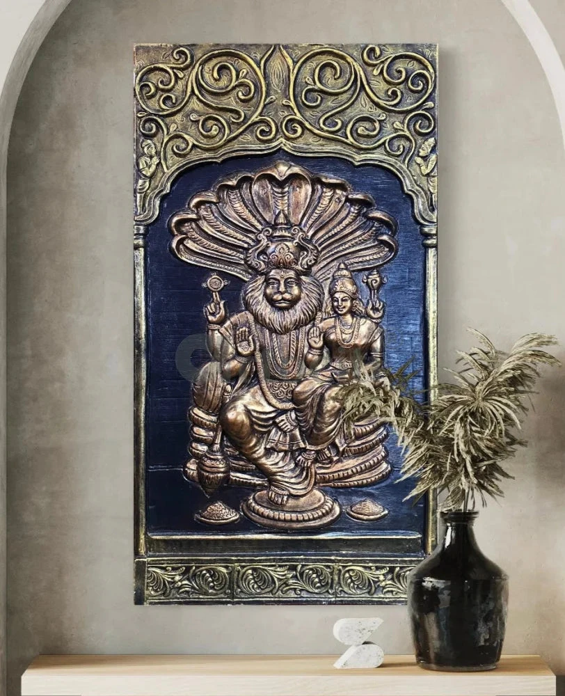 Lord Narasimha With Lakshmi 3D Relief Mural Unique Wall Decor(Lord Narsimha Vishnu With Goddess Lakshmi 3d Relief Mural Unique Wall Decor) 3 Lord Narasimha With Lakshmi 3D Relief Mural Unique Wall Decor(Lord Narsimha Vishnu With Goddess Lakshmi 3d Relief Mural Unique Wall Decor)