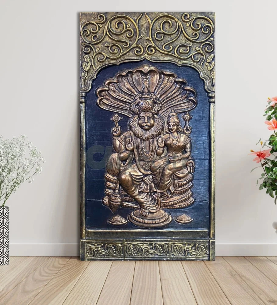 Lord Narasimha With Lakshmi 3D Relief Mural Unique Wall Decor(Lord Narsimha Vishnu With Goddess Lakshmi 3d Relief Mural Unique Wall Decor) 4 Lord Narasimha With Lakshmi 3D Relief Mural Unique Wall Decor(Lord Narsimha Vishnu With Goddess Lakshmi 3d Relief Mural Unique Wall Decor) - Image 2