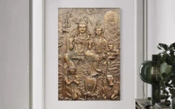 Lord Shiva Parivar 3D Relief Mural Wall Art Bronze & Golden Elegance(6x4 Feet Lord Shiv Parivar 3d Relief Mural Wall Art Bronze Golden Elegance) -Artociti Sale Store lord shiva parivar 3d relief mural wall art bronze golden elegance 158