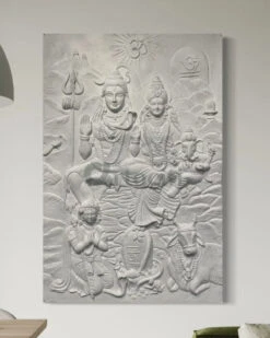 Lord Shiva Parivar 3D Relief Mural Wall Art Bronze & Golden Elegance(6x4 Feet Lord Shiv Parivar 3d Relief Mural Wall Art Bronze Golden Elegance) -Artociti Sale Store lord shiva parivar 3d relief mural wall art bronze golden elegance 6x4 feet white 351