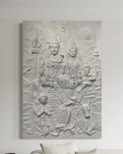Lord Shiva Parivar 3D Relief Mural Wall Art Bronze & Golden Elegance(6x4 Feet Lord Shiv Parivar 3d Relief Mural Wall Art Bronze Golden Elegance) -Artociti Sale Store lord shiva parivar 3d relief mural wall art bronze golden elegance 713
