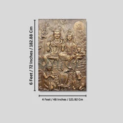 Lord Shiva Parivar 3D Relief Mural Wall Art Bronze & Golden Elegance(6x4 Feet Lord Shiv Parivar 3d Relief Mural Wall Art Bronze Golden Elegance) -Artociti Sale Store lord shiva parivar 3d relief mural wall art bronze golden elegance 981