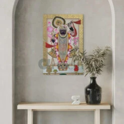 Lord Shreenath Ji Pichwai Canvas Giclee Print(Divine Elegance Lord Shreenath Ji Pichwai Canvas Giclee Print Timeless Traditional Art In Multiple Sizes) -Artociti Sale Store lord shreenath ji pichwai canvas giclee print 925