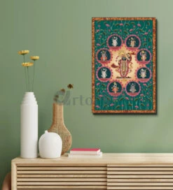 Lord Shreenath Ji Pichwai Canvas Giclee Print - Elegance In Every Hue(Lord Shreenath Ji Pichwai Canvas Giclee Print Elegance In Every Hue) -Artociti Sale Store lord shreenath ji pichwai canvas giclee print elegance in every hue green 30x20 inches painting 372