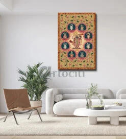 Lord Shreenath Ji Pichwai Canvas Giclee Print - Elegance In Every Hue(Lord Shreenath Ji Pichwai Canvas Giclee Print Elegance In Every Hue) -Artociti Sale Store lord shreenath ji pichwai canvas giclee print elegance in every hue yellow 24x16 inches painting 477