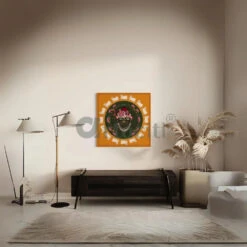Lord Shreenath Ji Pichwai Circular Shapes Canvas Print(Celestial Harmony Lord Shreenath Ji Pichwai Circular Shapes Canvas Print Ready To Hang) -Artociti Sale Store lord shreenath ji pichwai circular shapes canvas print 18x18 inches painting 832