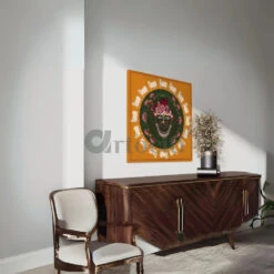 Lord Shreenath Ji Pichwai Circular Shapes Canvas Print(Celestial Harmony Lord Shreenath Ji Pichwai Circular Shapes Canvas Print Ready To Hang) -Artociti Sale Store lord shreenath ji pichwai circular shapes canvas print painting 177