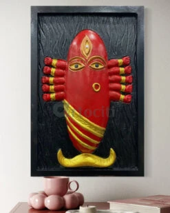 Maa Linga Bhairavi 3D Relief Mural Wall Art(Maa Linga Bhairavi 3d Relief Mural Wall Art) -Artociti Sale Store maa linga bhairavi 3d relief mural wall art 18x12 inches black and red 146