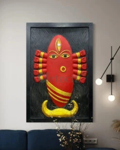 Maa Linga Bhairavi 3D Relief Mural Wall Art(Maa Linga Bhairavi 3d Relief Mural Wall Art) -Artociti Sale Store maa linga bhairavi 3d relief mural wall art 36x24 inches black and red 507
