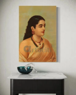 Mahasveta By Raja Ravi Varma Famous Canvas Painting(Mahasveta By Raja Ravi Varma Famous Canvas Painting) -Artociti Sale Store mahasveta by raja ravi varma famous canvas painting 30x20 inch 376