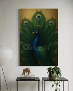 Majestic Peacock Modern Abstract Canvas Painting(Majestic Peacock Modern Abstract Canvas Painting) -Artociti Sale Store majestic peacock modern abstract canvas painting 48x32 inches 959