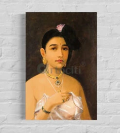 Malabar Beauty By Raja Ravi Varma Famous Canvas Painting(Malabar Beauty By Raja Ravi Varma Famous Canvas Painting)