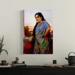Manini By Raja Ravi Varma Famous Canvas Painting(Manini By Raja Ravi Varma Famous Canvas Painting)