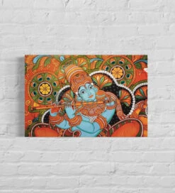 Melodic Bliss Kerala Mural Krishna Bansuri Canvas Art(Melodic Bliss Kerala Mural Krishna Bansuri Canvas Art) -Artociti Sale Store melodic bliss kerala mural krishna bansuri canvas art 24x16 inch 835