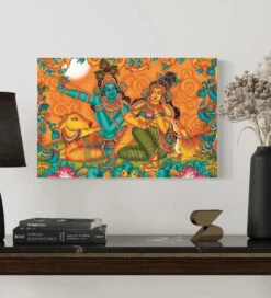 Melodic Serenity Kerala Mural Radha Krishna Bansuri Canvas Painting(Melodic Serenity Kerala Mural Radha Krishna Bansuri Canvas) -Artociti Sale Store melodic serenity kerala mural radha krishna bansuri canvas painting 30x20 inch 727