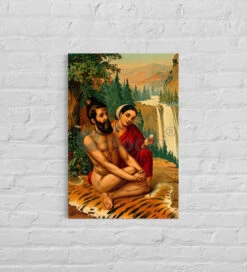Menaka Tempting Vishwamitra By Raja Ravi Varma Famous Canvas Painting(Menaka Tempting Vishwamitra The Celestial Trap By Raja Ravi Varma Famous Canvas Painting)