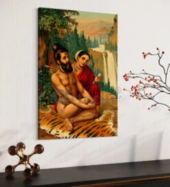 Menaka Tempting Vishwamitra By Raja Ravi Varma Famous Canvas Painting(Menaka Tempting Vishwamitra The Celestial Trap By Raja Ravi Varma Famous Canvas Painting) -Artociti Sale Store menaka tempting vishwamitra by raja ravi varma famous canvas painting 24x16 inches verma 740