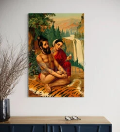 Menaka Tempting Vishwamitra By Raja Ravi Varma Famous Canvas Painting(Menaka Tempting Vishwamitra The Celestial Trap By Raja Ravi Varma Famous Canvas Painting) -Artociti Sale Store menaka tempting vishwamitra by raja ravi varma famous canvas painting verma 378