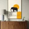 Minimalist Elephant Silhouette Boho Chic Canvas Painting(Minimalist Elephant Silhouette Boho Chic Canvas Painting) -Artociti Sale Store minimalist elephant silhouette boho chic canvas painting 18x12 inches 892