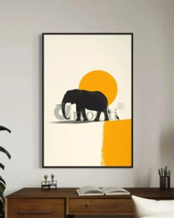 Minimalist Elephant Silhouette Boho Chic Canvas Painting(Minimalist Elephant Silhouette Boho Chic Canvas Painting) -Artociti Sale Store minimalist elephant silhouette boho chic canvas painting 30x20 inches 947